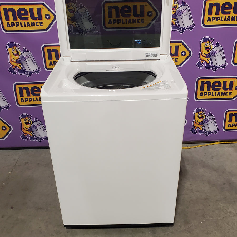 LG 5.0 cu.ft. SMART Top Load Washer in Alpine White with TurboWash WT8200CW - Open Box and LG 7.3 cu. ft. Ultra Large Capacity Rear Control Electric Dryer with AI Sensing and ThinQ® Smart Features DLE8200W - Open Box