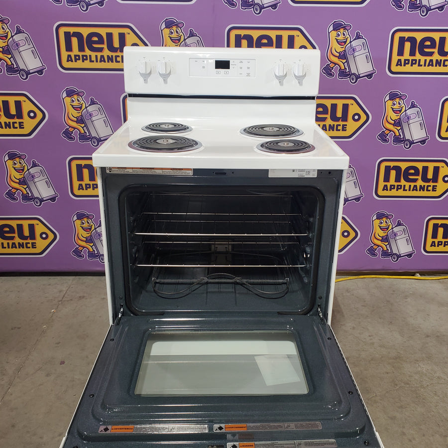 Whirlpool White 4.8 cu. ft. Electric Range with Keep Warm setting and Control Lock Mode WFC150M0JW - Open Box