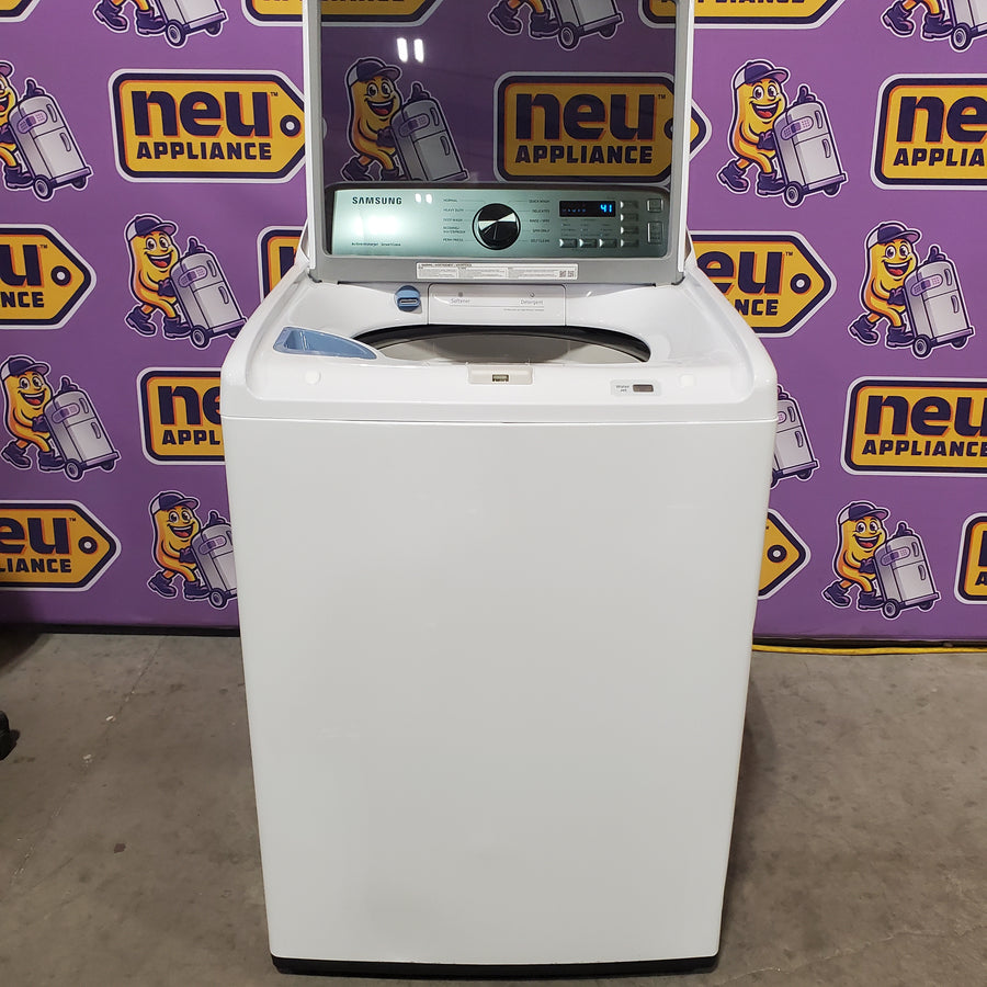 Samsung 4.5-cu ft High Efficiency Impeller Medium Top-Load Washer in White WA45T3400AW - Certified Refurbished and Samsung 7.2-cu ft Electric Dryer in White DV400EWHDWR - Certified Refurbished
