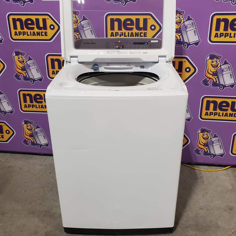 Samsung White Top Load 5.0 Cu. Ft. Washer with Active Water Jet WA50R5200AW - Certified Refurbished and Samsung White Electric 7.4 Cu. Ft. Dryer with Sensor Dry DVE50R5200W - Certified Refurbished