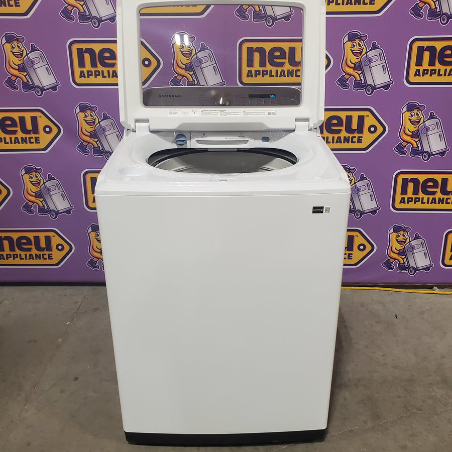 Samsung White Top Load 5.0 Cu. Ft. Washer with Active Water Jet WA50R5200AW - Open Box and Samsung White Electric 7.4 Cu. Ft. Dryer with Sensor Dry DVE50R5200W - Certified Refurbished