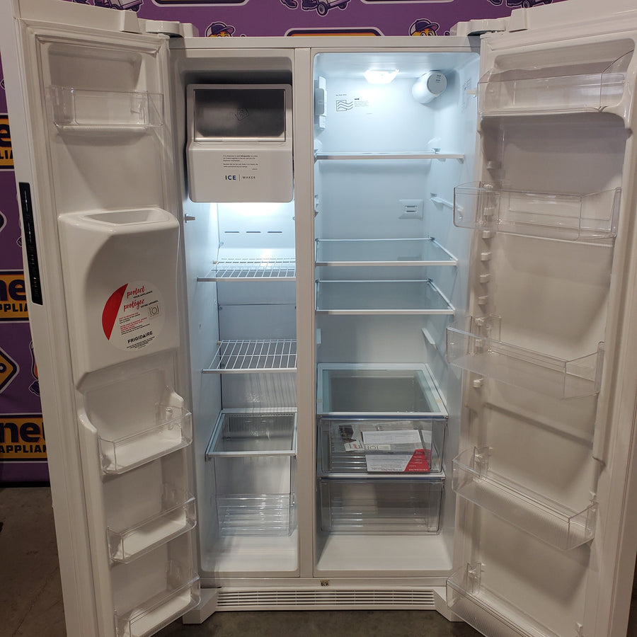 Frigidaire 25.6 cu. ft. Side by Side Refrigerator in White with Exterior Ice and Water Dispenser FRSS2623AW - Scratch & Dent (Minor)