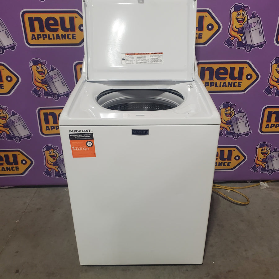 Maytag 4.2 Cu. Ft. Capacity Top Load Washer in White MTW4205SW - Open Box and MayTag 7.0 cu. ft. Top Load Electric Wrinkle Prevent Dryer MED4500MW - Scratch & Dent (Minor)