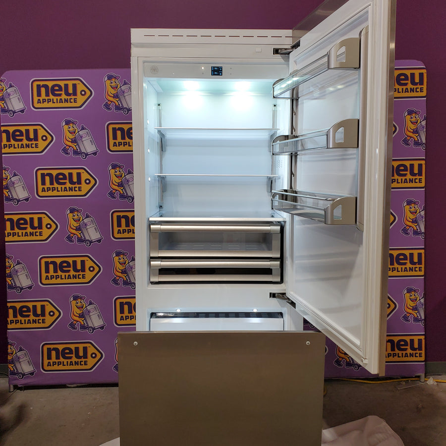 Bertazzoni Built-In Bottom Freezer Refrigerator with 19.6 Cu. Ft. Total Capacity, Touch-Controls, Lateral Airflow System, and Ice Maker REF36BMBIXRT - Scratch & Dent (Major)