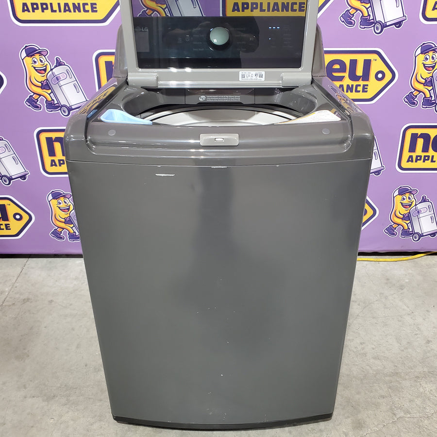LG 4.1 cu. ft. Top Load Washer with 4-Way Agitator® and TurboDrum™ Technology  WT6105CM - Certified Refurbished and LG 7.3 cu. ft. Ultra Large High Efficiency Electric Dryer in Monochrome Grey DLE6100M - Scratch & Dent (Minor)