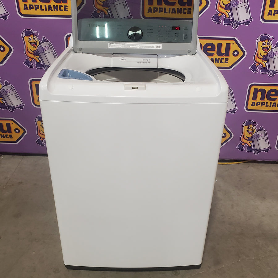 Samsung 4.5 cu. ft. Top Load Washer with Vibration Reduction Technology+ in White WA45T3200AW - Certified Refurbished and Samsung 7.2 cu. ft. Electric Dryer with Sensor Dry in White DVE45T3200W - Scratch & Dent (Minor)