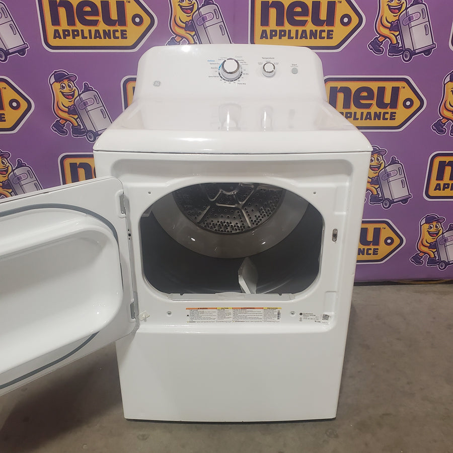 GE® 3.8 cu. ft. Capacity Washer with Stainless Steel Basket in White GTW330ASKWW - Certified Refurbished and GE White Electric 6.2 Cu. Ft. Capacity Dryer with Shallow Depth and Up to 120 Ft. Venting Capability GTX33EASKWW - Certified Refurbished