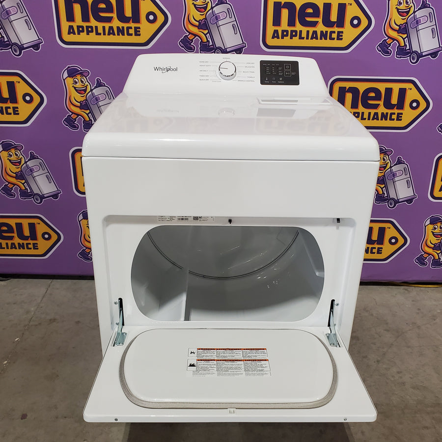 Whirlpool 4.2-4.3 Cu. Ft. Top Load Washer with 2-in-1 Removable Agitator and Soft Close Glass Lid WTW4307SW - Scratch & Dent (Minor) and Whirlpool 7.0 cu. ft. Electric Dryer with Adaptive Dry and Wrinkle Shield™ Option WED4307SW - Scratch & Dent (Minor)