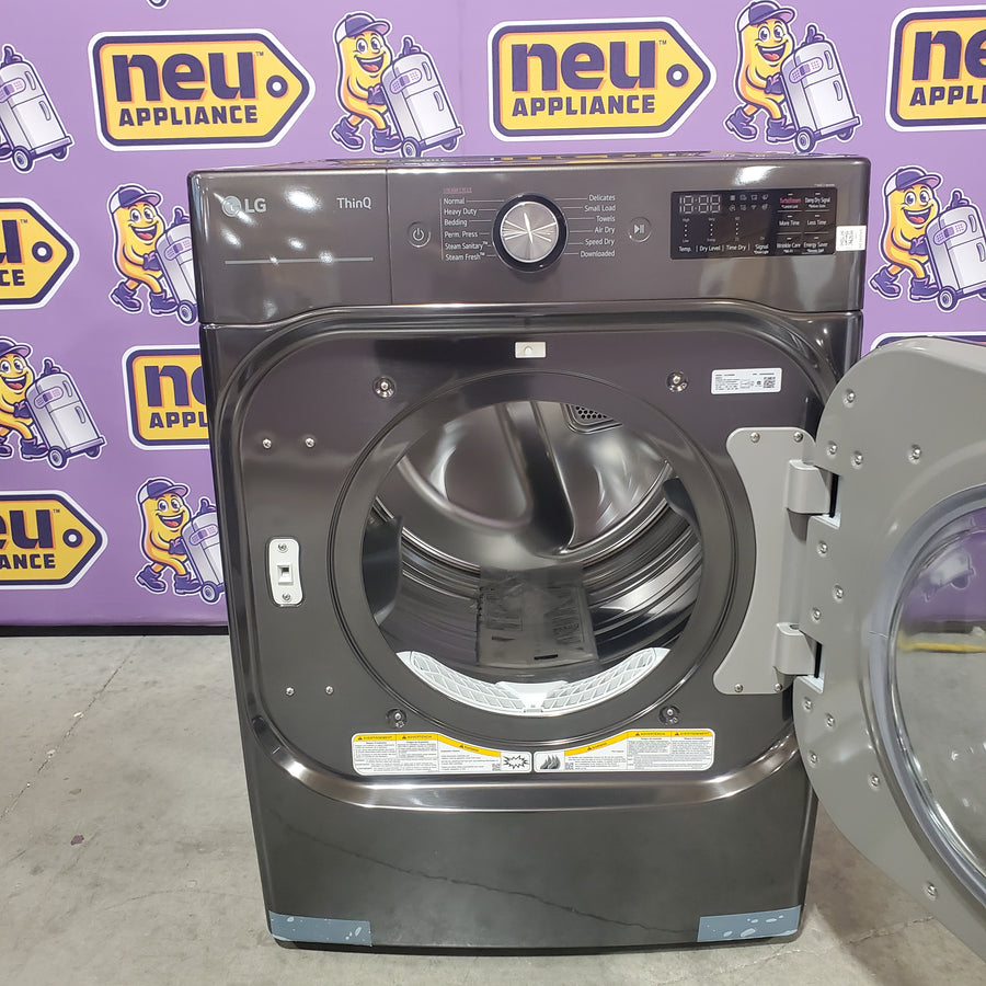 LG Black Steel 9.0 cu. ft. Mega Capacity Smart wi-fi Enabled Front Load Electric Dryer with TurboSteam™ and Built-In Intelligence DLEX8900B - Open Box