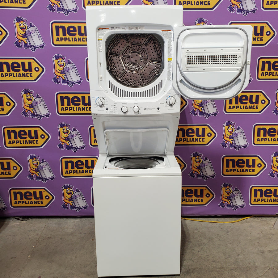 GE Unitized Spacemaker® 2.3 cu. ft. Capacity Washer with Stainless Steel Basket and 4.4 cu. ft. Capacity Electric Dryer GUD24ESSMWW - Certified Refurbished