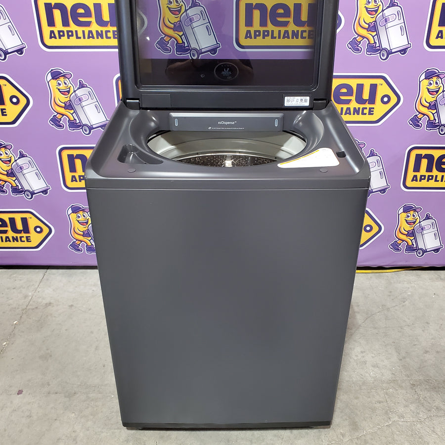 LG  5.5 Cu. Ft. High Efficiency Smart Top Load Washer with EasyUnload WT8600CB - Scratch & Dent (Minor) and LG 7.3 cu. ft. Ultra Large Capacity Rear Control Electric Dryer with LG EasyLoad™ Door and TurboSteam™ DLEX8600BE - Scratch & Dent (Minor)