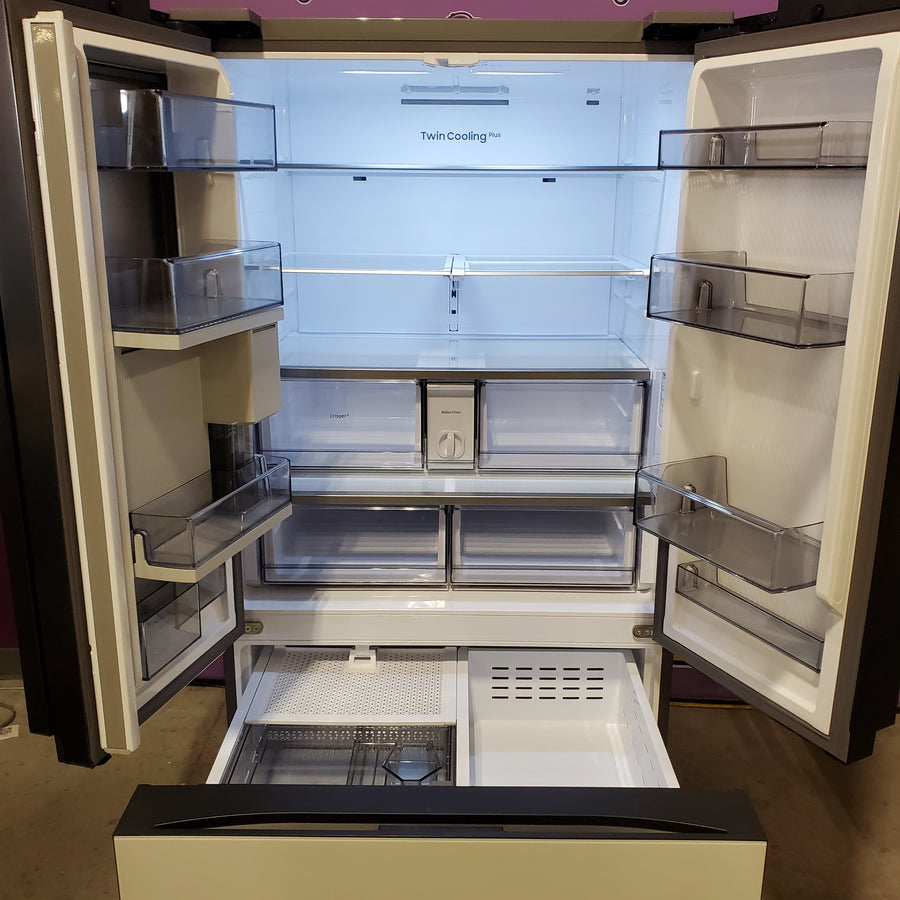 Samsung Bespoke Stainless Steel 3 Door French Door 30 Cu. Ft. Refrigerator with Beverage Center RF30BB660012 - Scratch & Dent (Minor)