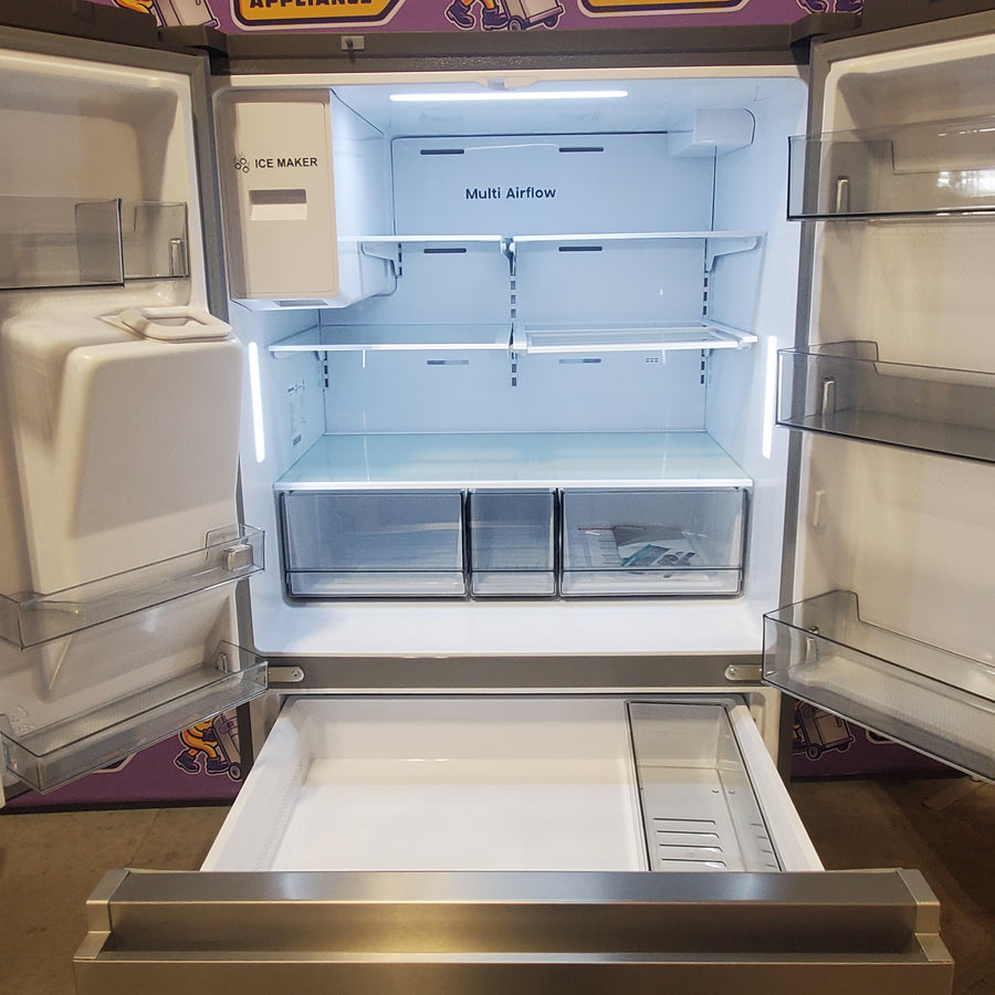 Hisense PureFlat 25.6-cu ft 4-Door Smart French Door ENERGY STAR Refrigerator in Stainless Steel with Ice Maker, Water and Ice Dispenser HRM260N6TSE - Scratch & Dent (Minor)