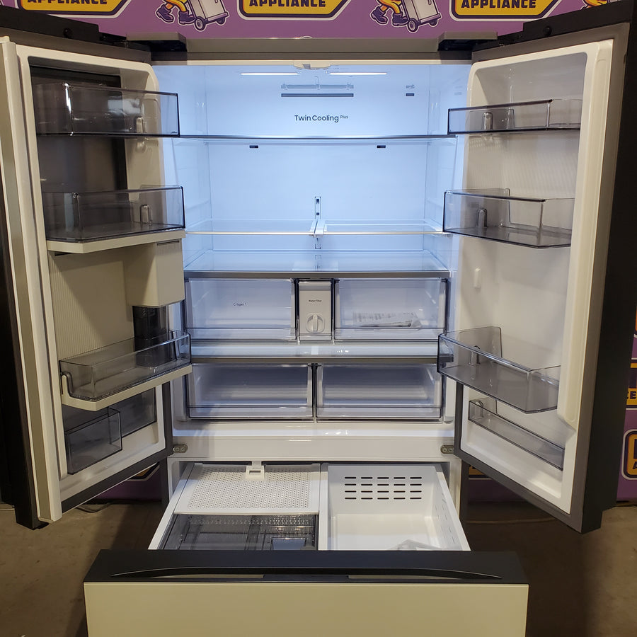 Samsung Bespoke Stainless Steel 3 Door French Door 30 Cu. Ft. Refrigerator with Beverage Center RF30BB660012 - Open Box