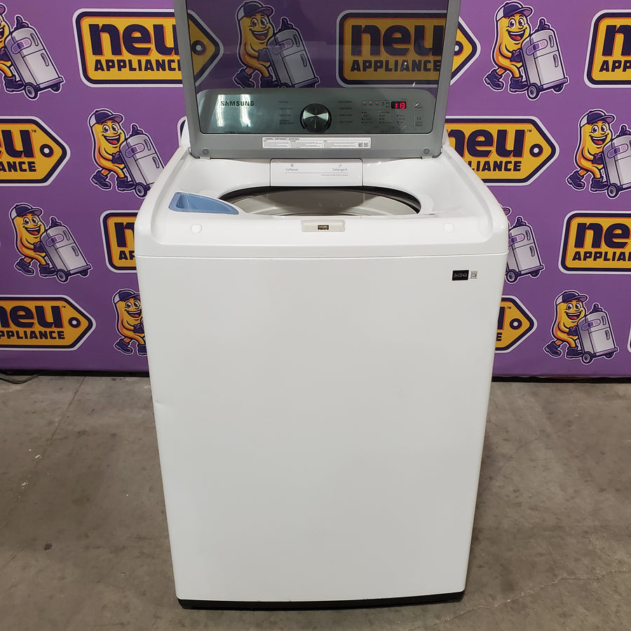 Samsung 4.5 cu. ft. Top Load Washer with Vibration Reduction Technology+ in White WA45T3200AW - Certified Refurbished and Samsung 7.2 cu. ft. Electric Dryer with Sensor Dry in White DVE45T3200W - Scratch & Dent (Minor)