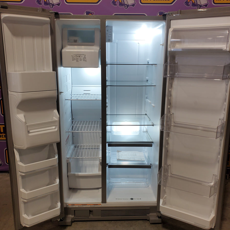 Whirlpool 24 cu ft Capacity Side By Side Refrigerator with Ice and Water Dispenser in Fingerprint Resistant Stainless Steel WRS315SDHZ - Open Box