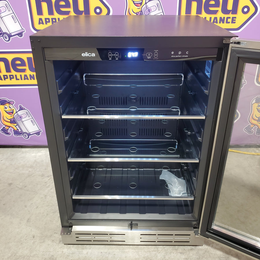 Elica 24 Inch Beverage Center with 4.8 Cu. Ft. Capacity, Slide Out Shelves, UV Coated Double Panel Glass Door, Temperature/Humidity Sensors, and Sabbath Mode EBS51SS1 - Scratch & Dent (Minor)