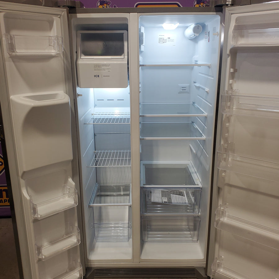 Frigidaire 25.6 cu. ft. ENERGY STAR Side by Side Refrigerator with Exterior Water and Ice Dispenser in Stainless Steel FRSS2623AS - Scratch & Dent (Moderate)
