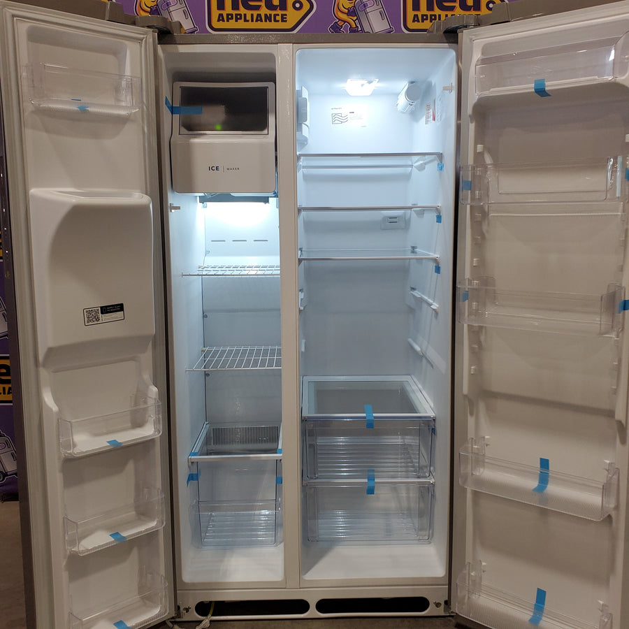Frigidaire 25.6-cu ft ENERGY STAR Side-by-Side Refrigerator with Ice Maker in Fingerprint Resistant Stainless Steel 22121510 - FRSS26L3AF - Scratch & Dent (Moderate)