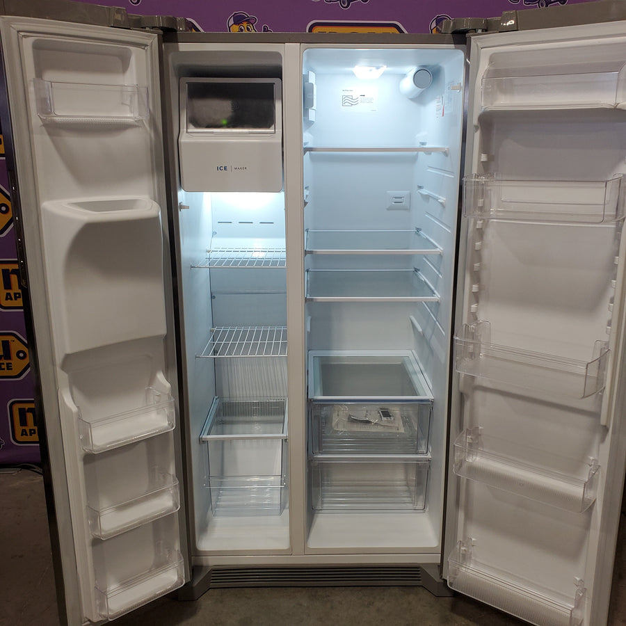 Frigidaire 25.6-cu ft ENERGY STAR Side-by-Side Refrigerator with Ice Maker in Fingerprint Resistant Stainless Steel FRSS26L3AF - Scratch & Dent (Minor)