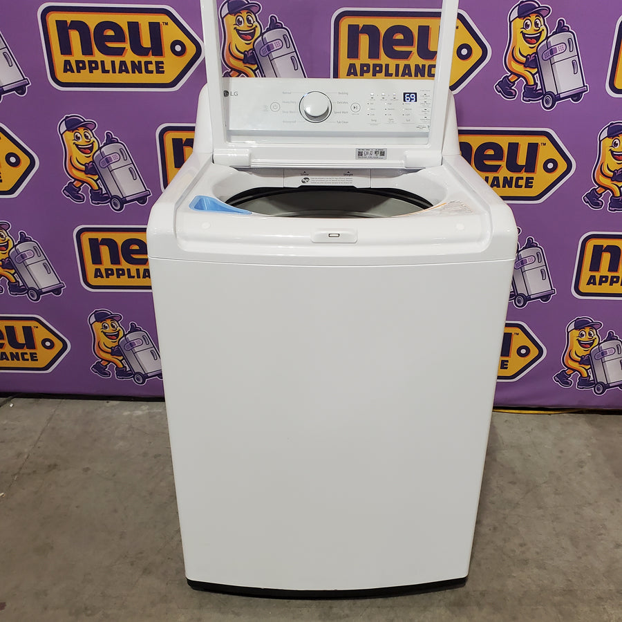 LG 4.3 cu. ft. Ultra Large Capacity Top Load Washer with 4-Way™ Agitator WT7005CW - Scratch & Dent (Minor) and LG 7.3 Cu. Ft. Electric Rear Control Ultra Large Capacity Dryer with Sensor Dry DLE6100W - Open Box