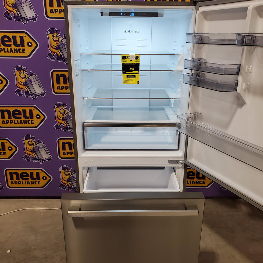 Hisense Counter Depth Bottom Freezer 17.2 Cu. Ft. Refrigerator with LED Lighting and Super Cool and Super Freeze in Fingerprint Stainless Steel HRB171N6ASE - Scratch and Dent (Minor)
