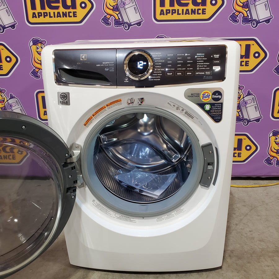 Electrolux 4.5 Cu.Ft. Stackable Front Load Washer with Steam and SmartBoost Wash System ELFW7637AW - Open Box and Electrolux 8.0 cu. ft. Front Load Electric Dryer with Perfect Steam ELFE7637AW - Open Box