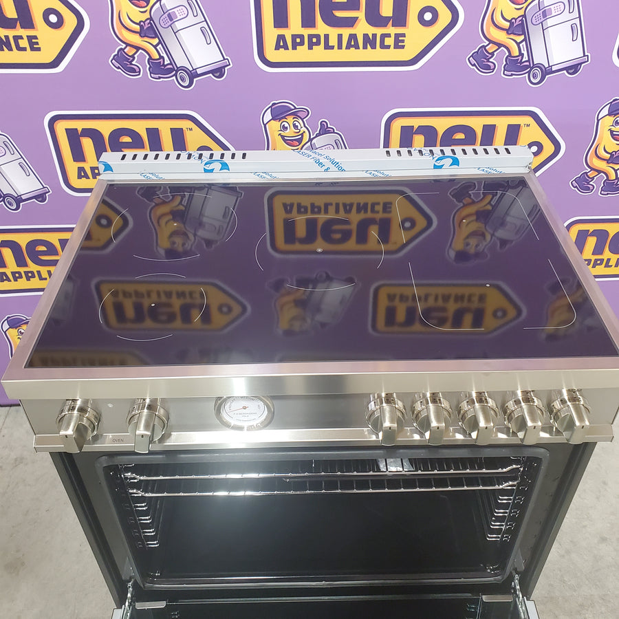 Bertazzoni Master Series 5.9 Cu. Ft. Freestanding Electric Induction Range with Power Bridge Zone in Black MAST365INMNEE - Open Box