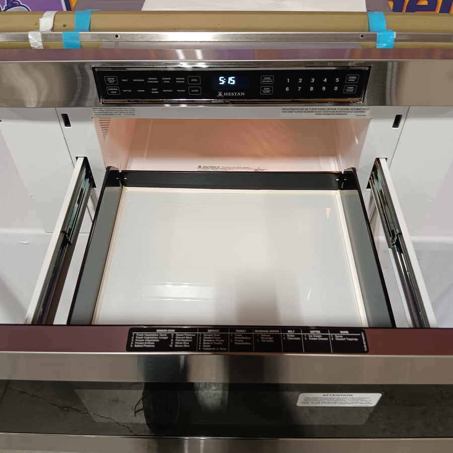 Hestan 30 Inch Drawer Microwave with 1.2 cu. ft. Capacity, Low-Profile Drawer Design, Automatic Drawer System, 11 Power Levels, 12 Sensor Cook, Reheat, and Popcorn Settings KMWR30 - Open Box
