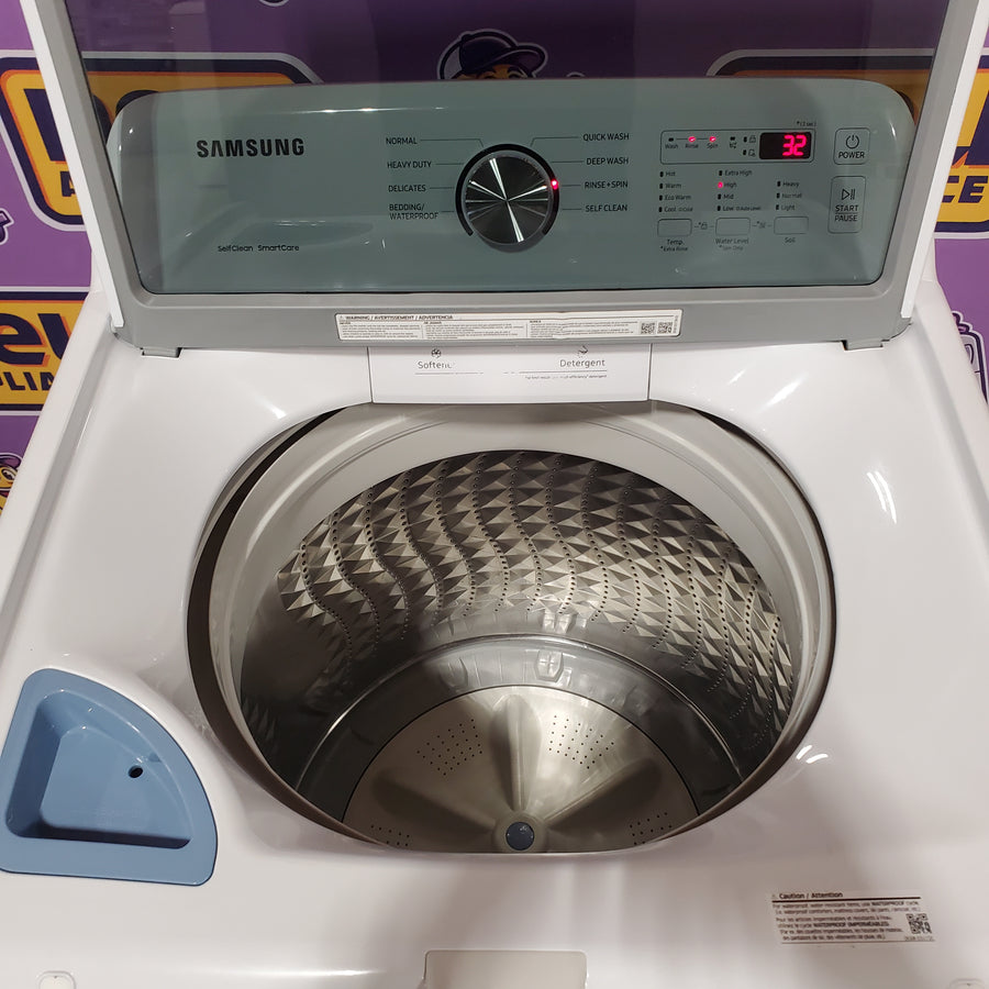 Samsung 4.5 cu. ft. Top Load Washer with Vibration Reduction Technology+ in White WA45T3200AW - Certified Refurbished and Samsung 7.2 cu. ft. Electric Dryer with Sensor Dry in White DVE45T3200W - Certified Refurbished