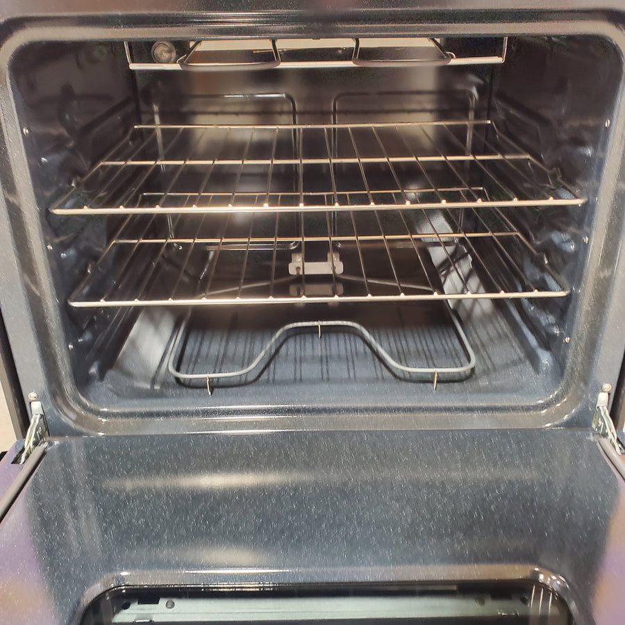 Hotpoint 30-in 4 Burners 5.0-cu ft Freestanding in Black RBS330DR4BB - Scratch & Dent (Minor)