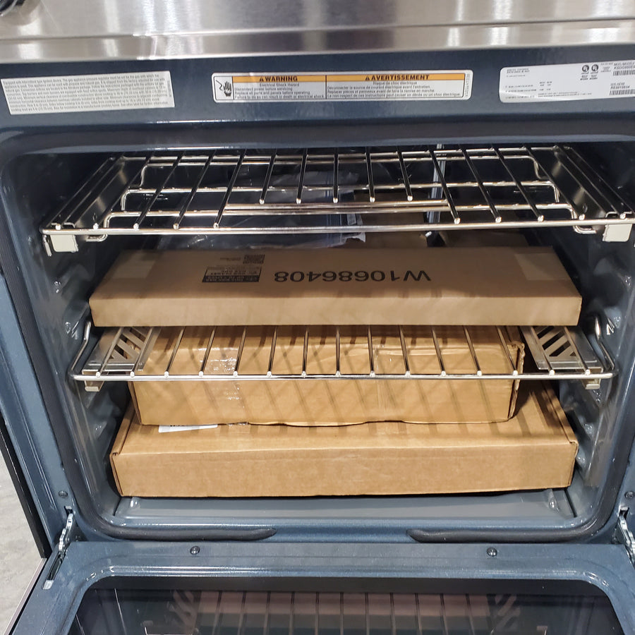 KitchenAid 4 Burners Convection Oven with Downdraft Exhaust Slide-In Dual Fuel Range in Stainless Steel KSDG950ESS - Scratch & Dent (Minor)