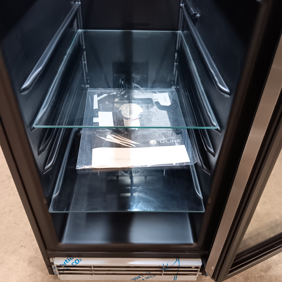 U-Line 15 Inch Beverage Center with 2.9 Cu. Ft. Capacity, Convection Cooling System, Adjustable Glass Shelves, Wine Racks, and Digital Touch Pad Controls  UHBV115SG01A - Scratch & Dent (Minor)