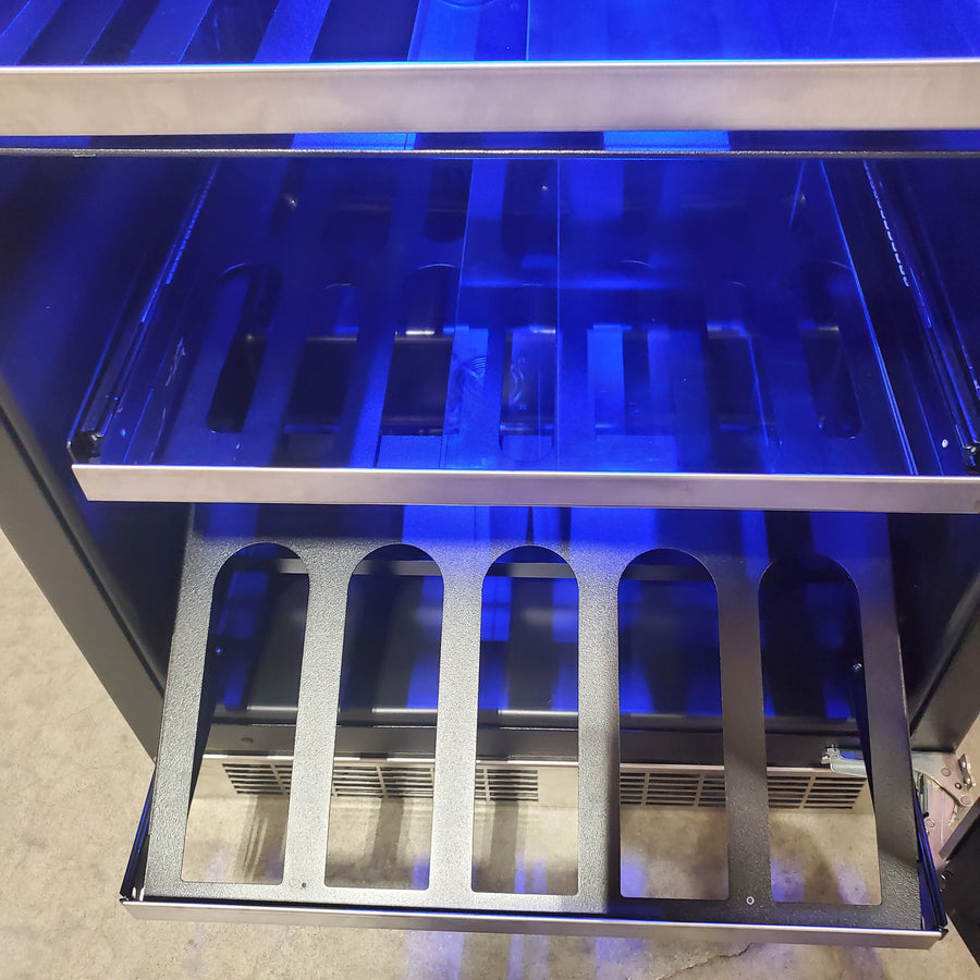 Marvel 24 Inch Built-In Undercounter Beverage Center with 19 Bottle Capacity, 108 Can Capacity, 3-in-1 Convertible Shelves, and Theater-Style Display Lighting MPBV424SG31A - Scratch & Dent (Minor)