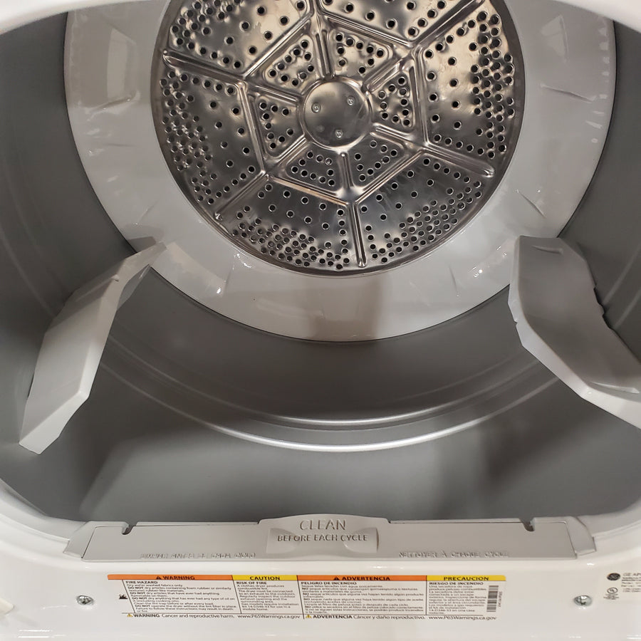 GE White Electric 6.2 Cu. Ft. Capacity Dryer with Shallow Depth and Up to 120 Ft. Venting Capability 22421754 - GTX33EASKWW - Open Box