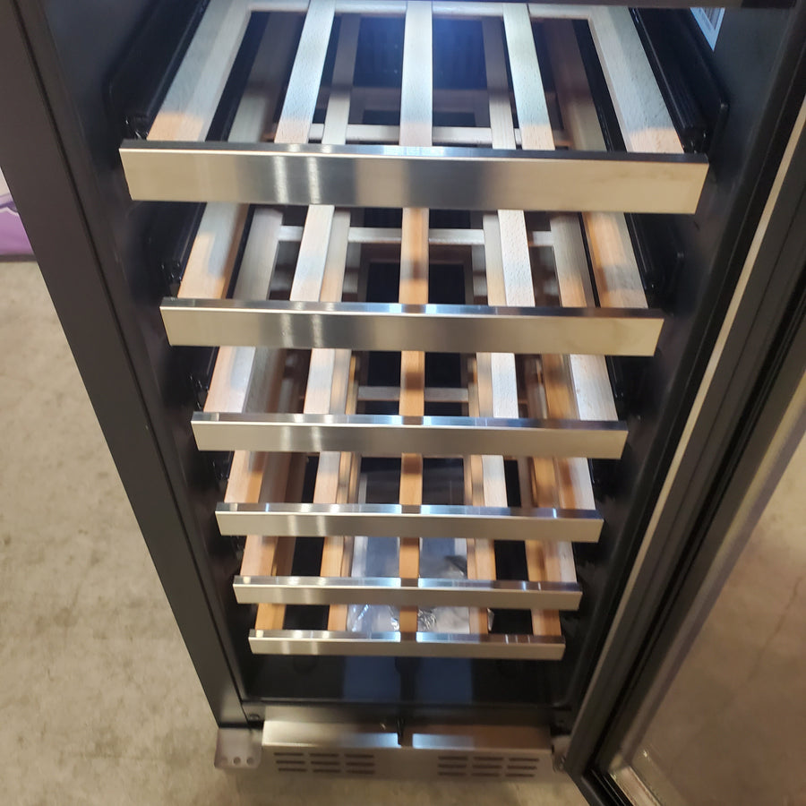 Elica 15 Inch Freestanding/Built-In Wine Cellar with 27 Bottles Capacity, 2.9 cu. ft. Capacity, 6 Full Extension Racks Beechwood, Double Panel Tempered Glass Door, and 3 Level White LED Lighting EWS31SS1 - Scratch & Dent (Minor)