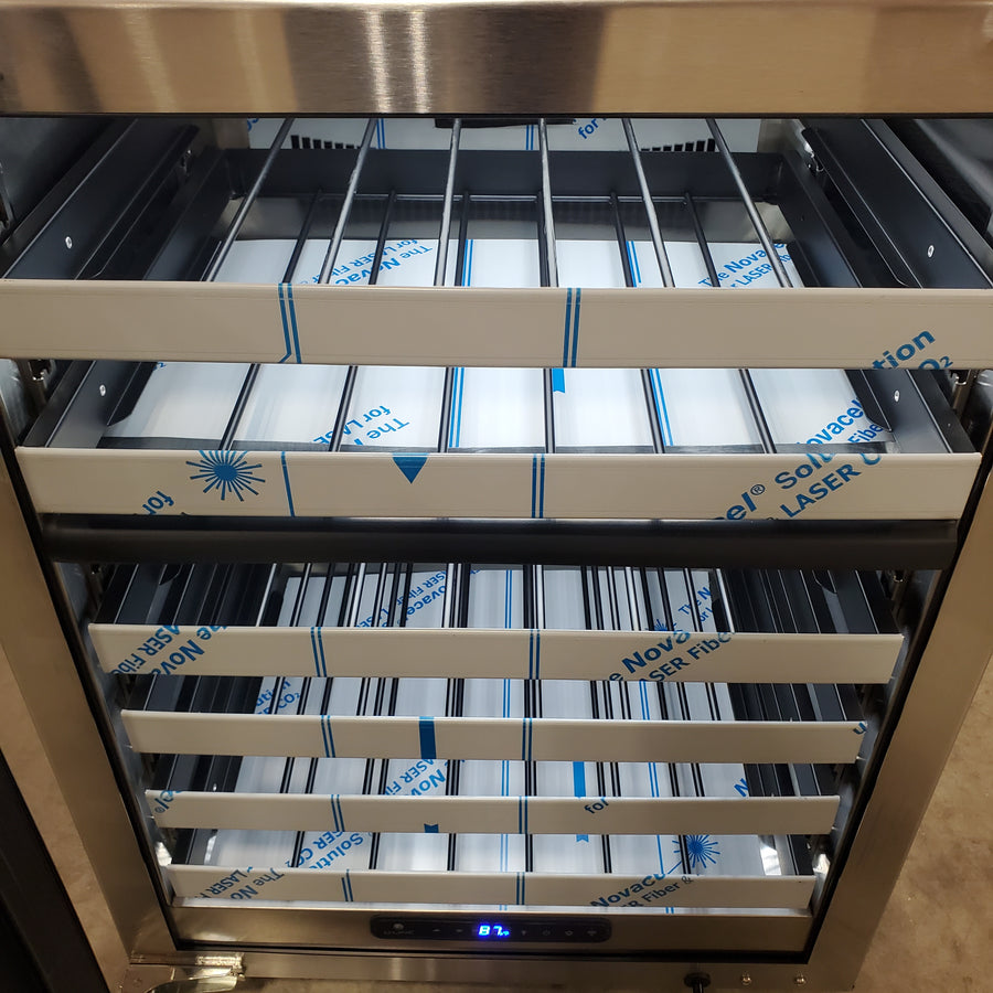 U-Line 24 Inch Dual Zone Wine Refrigerator with 5.1 Cu. Ft. 49 Bottle Capacity, Convection Cooling, Adjustable Full-Extension Racks, and Digital Controls UHWD524-SG51A - Open Box