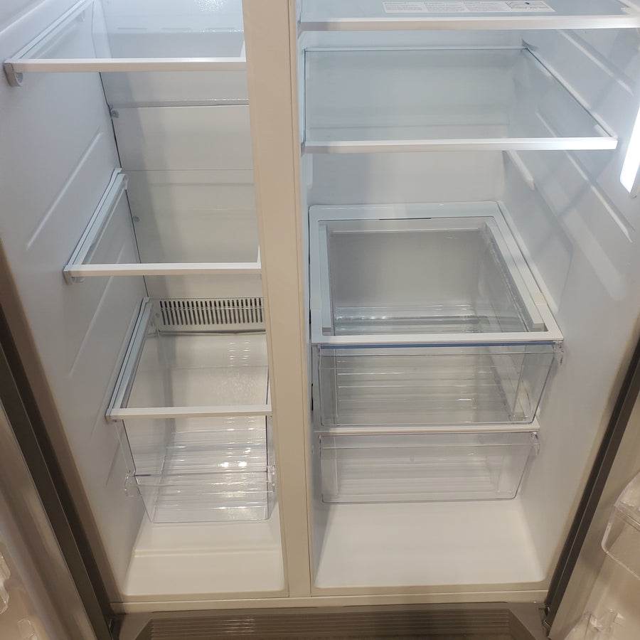Frigidaire 26.4-cu ft Standard-Depth 36-in Wide Side-by-Side Refrigerator ENERGY STAR Certified in Stainless Steel FRSN2610AF - Scratch & Dent (Moderate)
