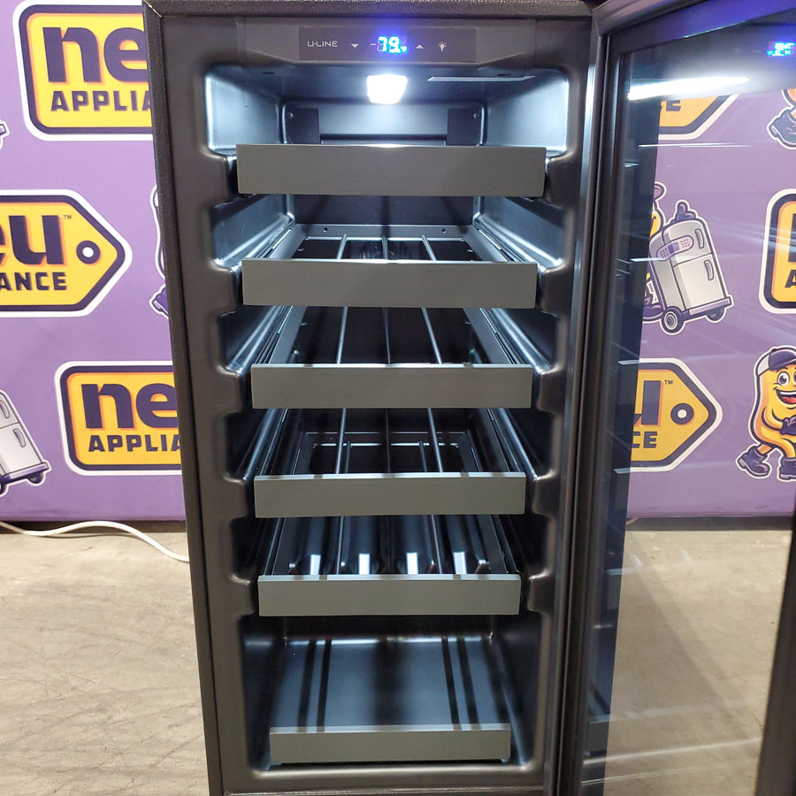 U-Line 15" Wide 24 Bottle Single Zone Black Wine Refrigerator UHWC115BG01A - Scratch & Dent (Minor)