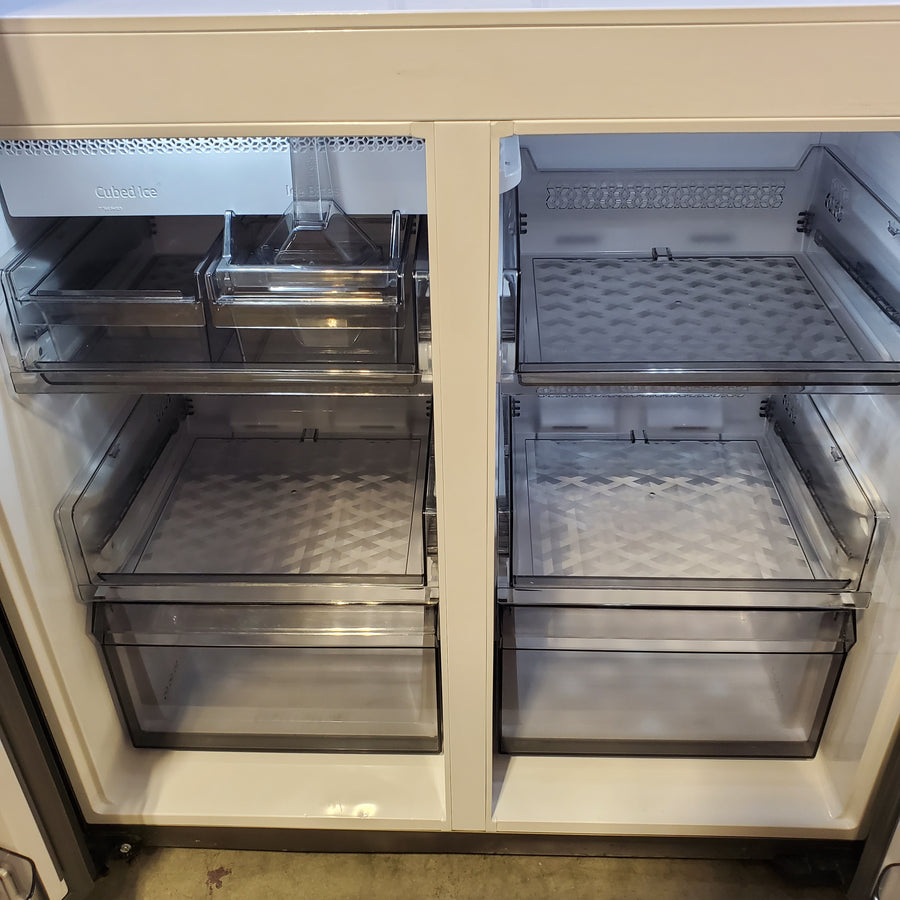 Samsung Bespoke 22.8-cu ft 4-Door Counter-depth Smart French Door Refrigerator with Dual Ice Maker and Door within Door ENERGY STAR in Navy Glass RF23A967541 - Certified Refurbished