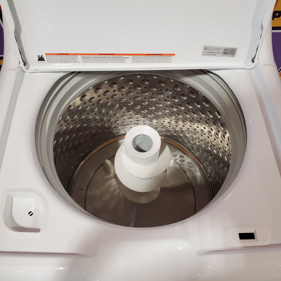 GE White Top Load 4.2 Cu. Ft. Washer with Stainless Steel Basket and Dual Action Agitator GTW460ASJWW - Certified Refurbished