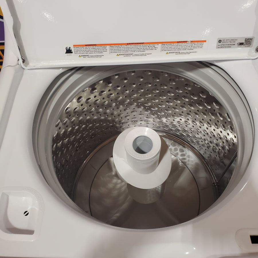 GE® 4.2 cu. ft. Capacity Washer with Stainless Steel Basket Certified Refurbished and GE 6.2 cu. ft. Capacity Electric Dryer with Up To 120 ft. Venting and Shallow Depth GTD33EASKWW - Certified Refurbished