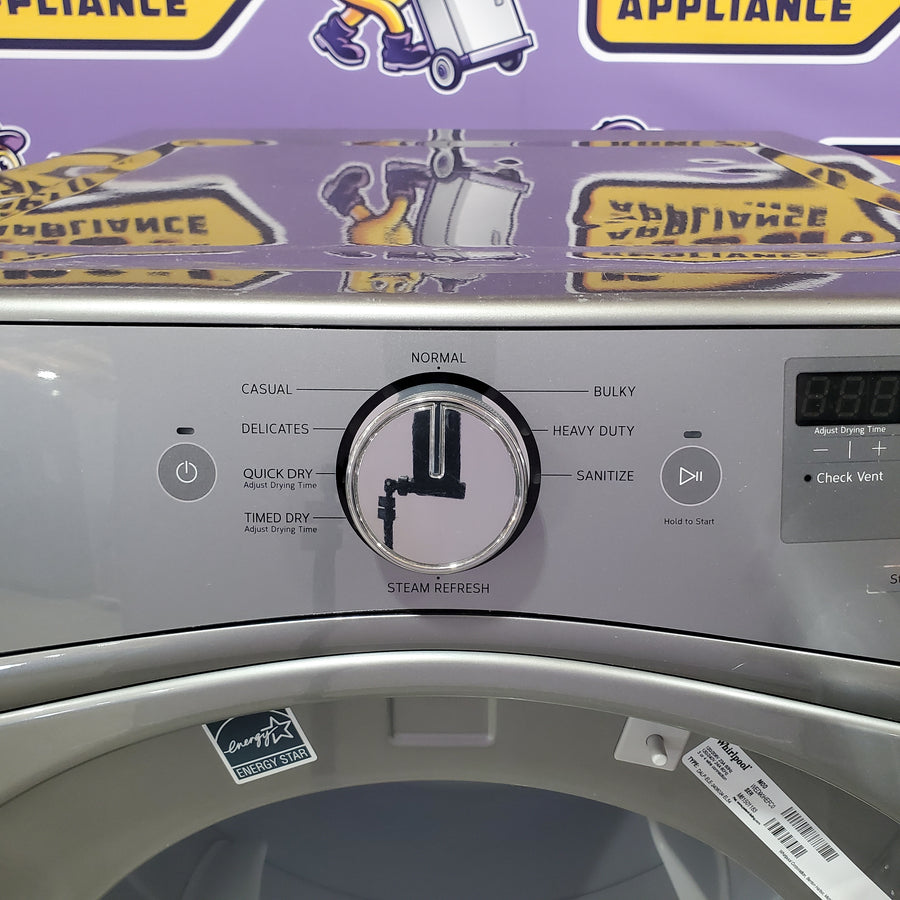 Whirlpool 7.4 cu. ft. 240 -Volt Stackable Chrome Shadow Electric Vented Dryer with Steam Refresh, ENERGY STAR 0512190 - WED90HEFC - Certified Refurbished