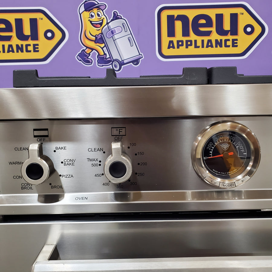 Bertazzoni 36 Inch Freestanding Professional Dual Fuel Range with 6 Sealed Burners, 5.7 Cu. Ft. Oven Capacity, Continuous Grates, Self Clean, Elegant Digital Gauge, and 19000 BTU Power Burners PROF366DFSXT - Scratch & Dent (Minor)