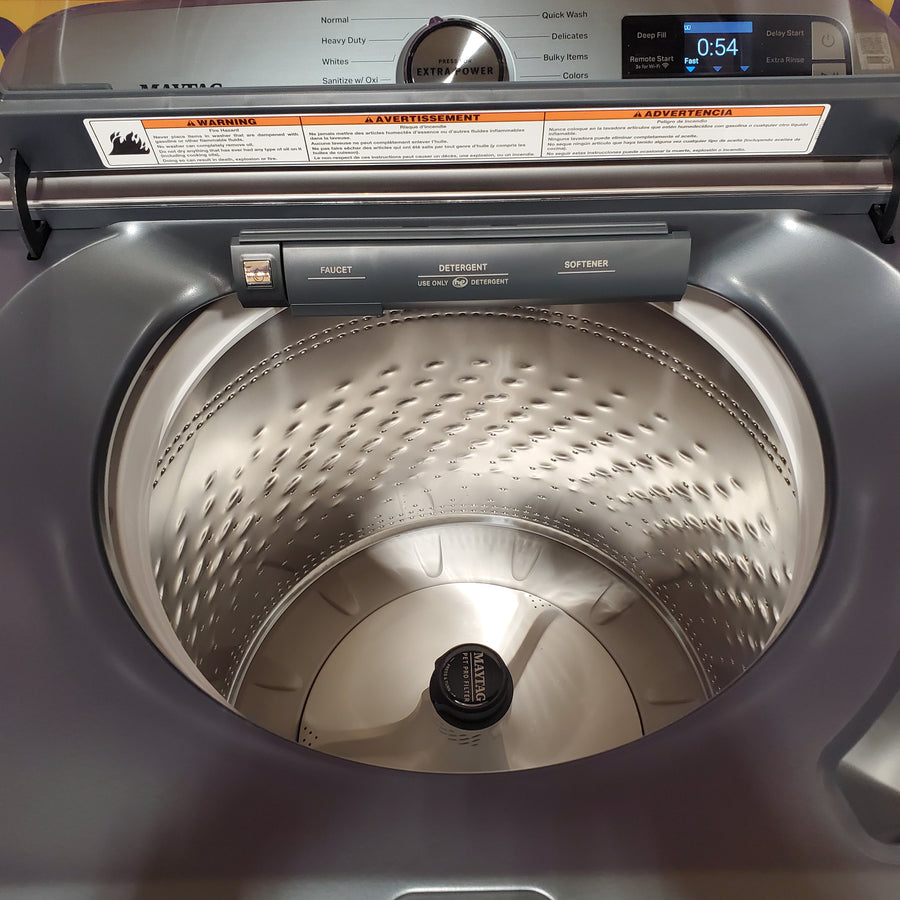 Maytag 5.3 Cu. Ft. Pet Pro Top Load Impeller Washer with Extra Power MTW7200RF - Open Box and Maytag 7.4 Cu. Ft. Pet Pro Top Load Electric Dryer with Sanitize Cycle MED7205RF - Open Box)