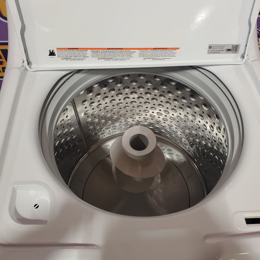 GE® 4.2 cu. ft. Capacity Washer with Stainless Steel Basket GTW335ASNWW - Certified Refurbished and GE 6.2 cu. ft. Capacity Electric Dryer with Up To 120 ft. Venting and Shallow Depth GTD33EASKWW - Certified Refurbished