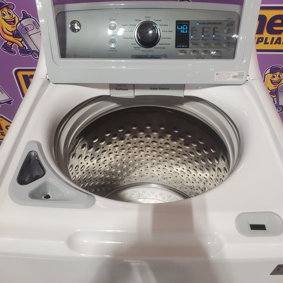 GE® 5.0 cu. ft. Capacity Smart Washer with Stainless Steel Basket in White GTW750CSLWS - Certified Refurbished