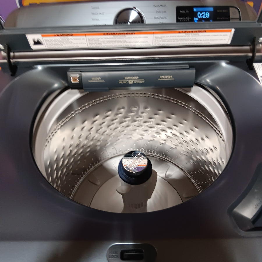 Maytag 5.2 cu. ft. Pet Pro Top Load Washer in Midnight Steel with Agitator, Extra Power and Sanitize Cycle with Oxi MTW7205RF - Open Box and Maytag 7.4 cu. ft. Smart Top Load Electric Dryer with Extra Power 16271 - MED6230HC - New in Box