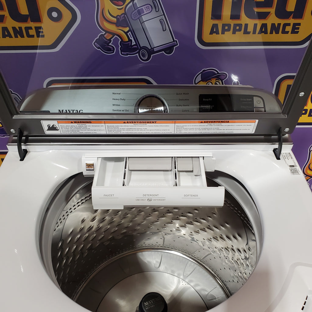 Maytag 5.3 cu. ft. Pet Pro Top Load Washer in White with Impeller, Extra Power and Sanitize Cycle with Oxi 22521689 - MTW7200RW - Scratch & Dent (Minor)