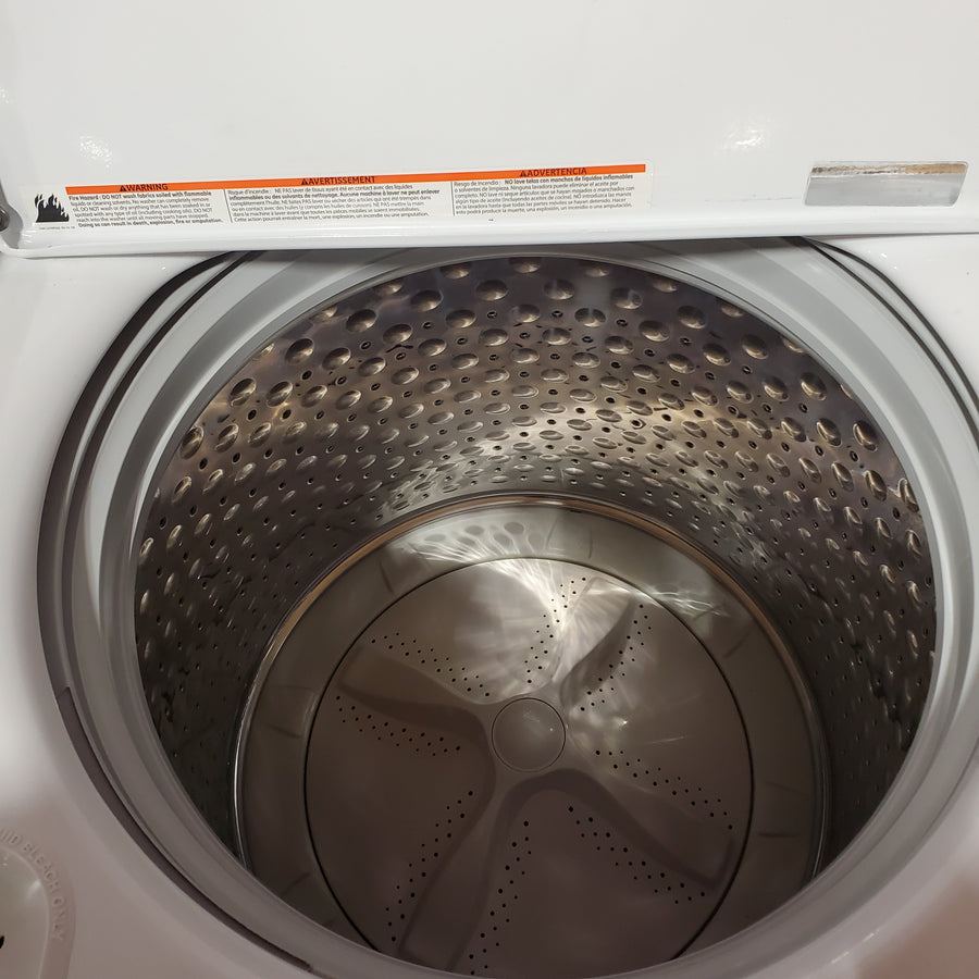 GE White Top Load 4.4 Cu. Ft. Washer with Stainless Steel Basket GTW490ACJWS - Certified Refurbished and GE White Electric 7.2 Cu. Ft. Dryer with Aluminized Alloy Drum GTD45EASJWS - Certified Refurbished